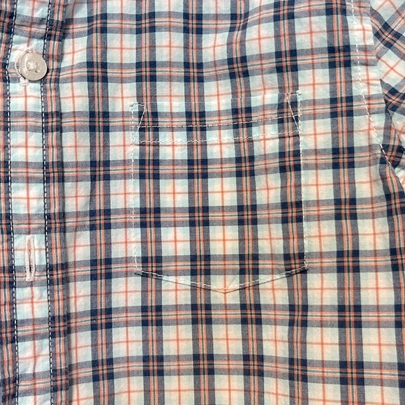 Janie and Jack Blue and Orange Checked Button Down Shirt Size 5 - Picture 2 of 4